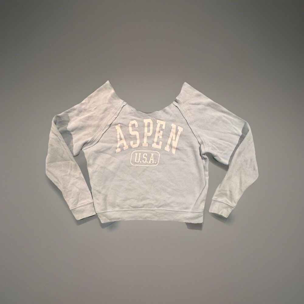 Grayson Threads Aspen USA Light Blue Cotton Blend Pullover Sweatshirt M Women